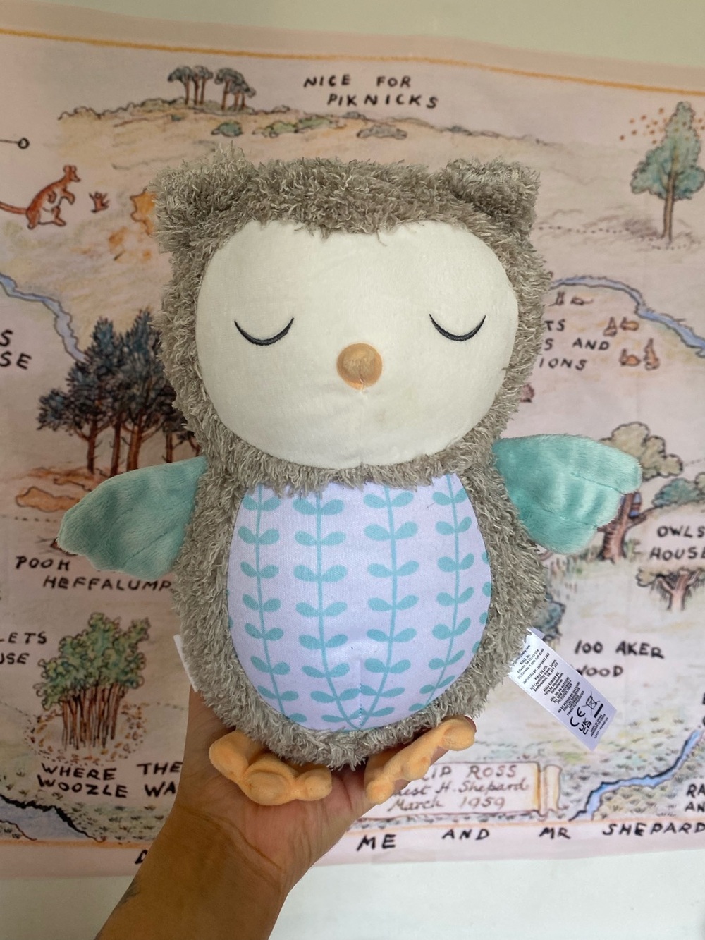 Plush Grey Owl Stuffed Animal with insert